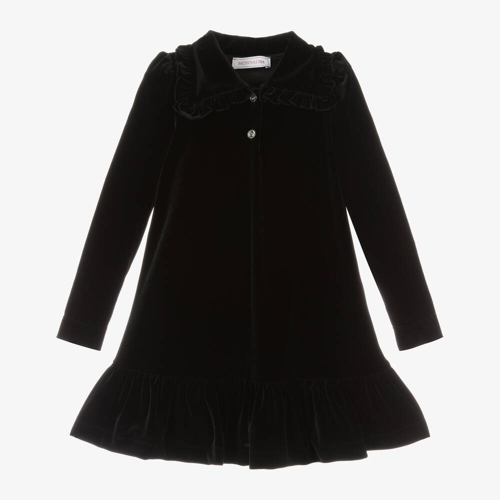 Monnalisa - Черное велюровое платье со стразами | Childrensalon