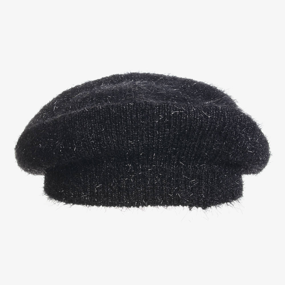 Monnalisa Chic Girls Black Knitted Beret