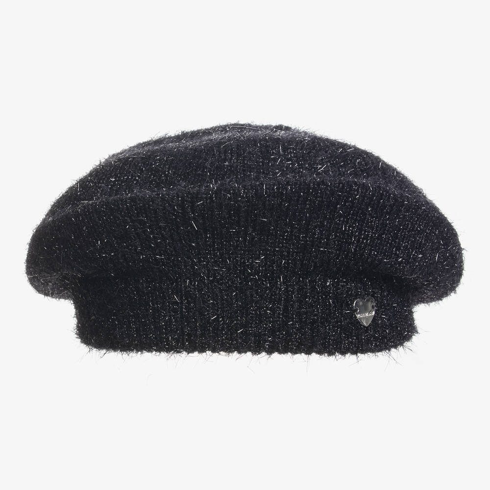 Monnalisa Chic - Girls Black Knitted Beret | Childrensalon