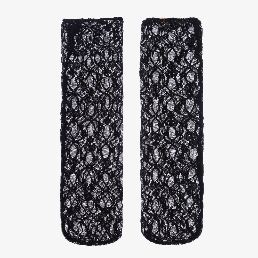 Monnalisa-جوارب للركبة دانتيل لون أسود للبنات | Childrensalon Outlet