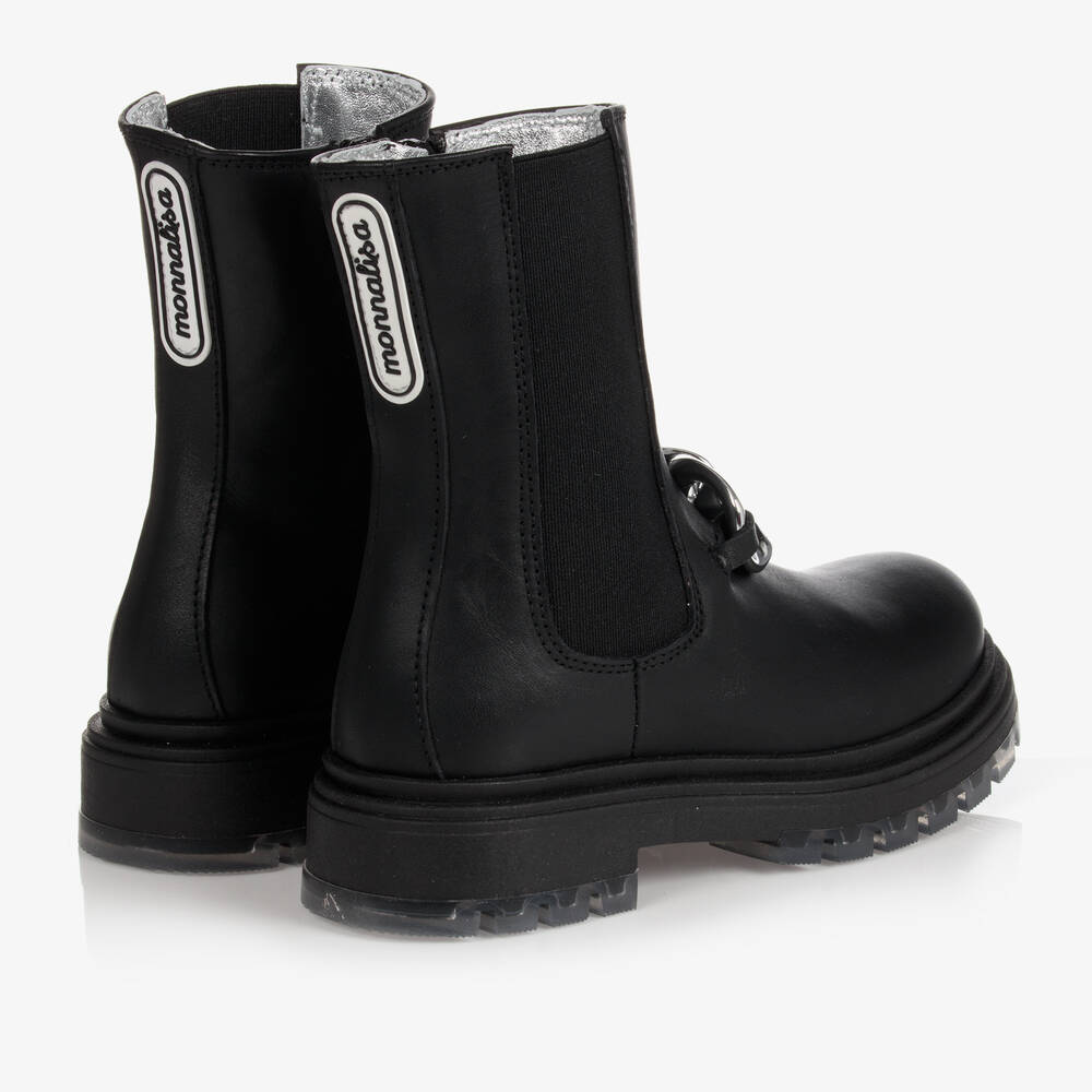 موناليزا-بوت جلد لون أسود للبنات | Childrensalon Outlet