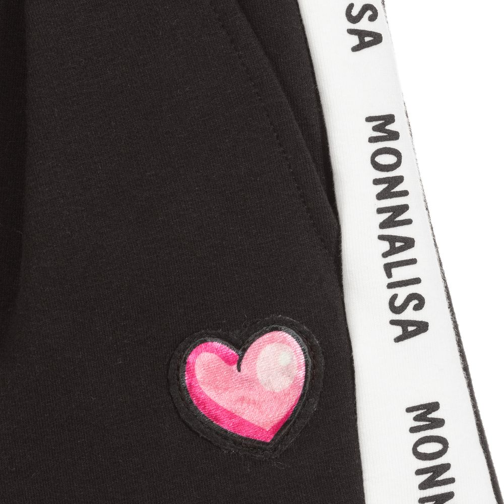 Monnalisa-شورت قطن لون أسود و أبيض للبنات | Childrensalon Outlet