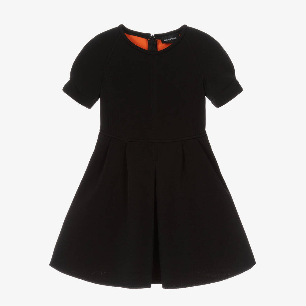 Monnalisa - Girls Black Neoprene Jersey Dress | Childrensalon