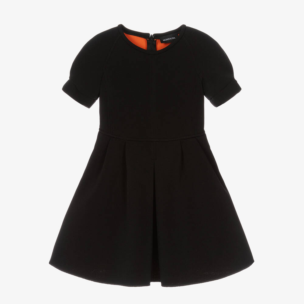 Monnalisa Robe noire en jersey neoprene fille Childrensalon Outlet