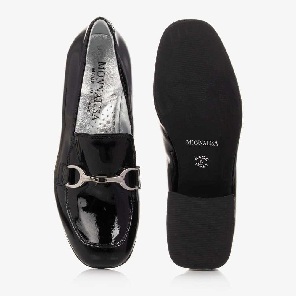 Monnalisa-Черные лоферы из лакированной кожи | Childrensalon Outlet