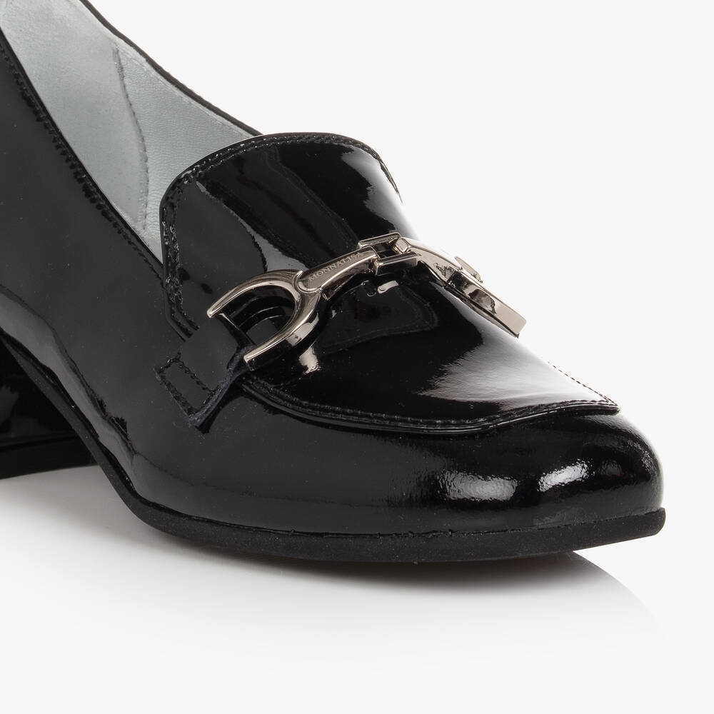 Monnalisa-Черные лоферы из лакированной кожи | Childrensalon Outlet