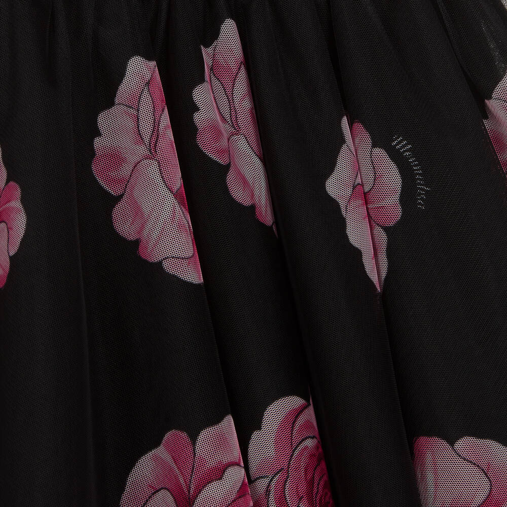 Monnalisa Шик-Черное платье из тюля с розовыми розами | Childrensalon Outlet