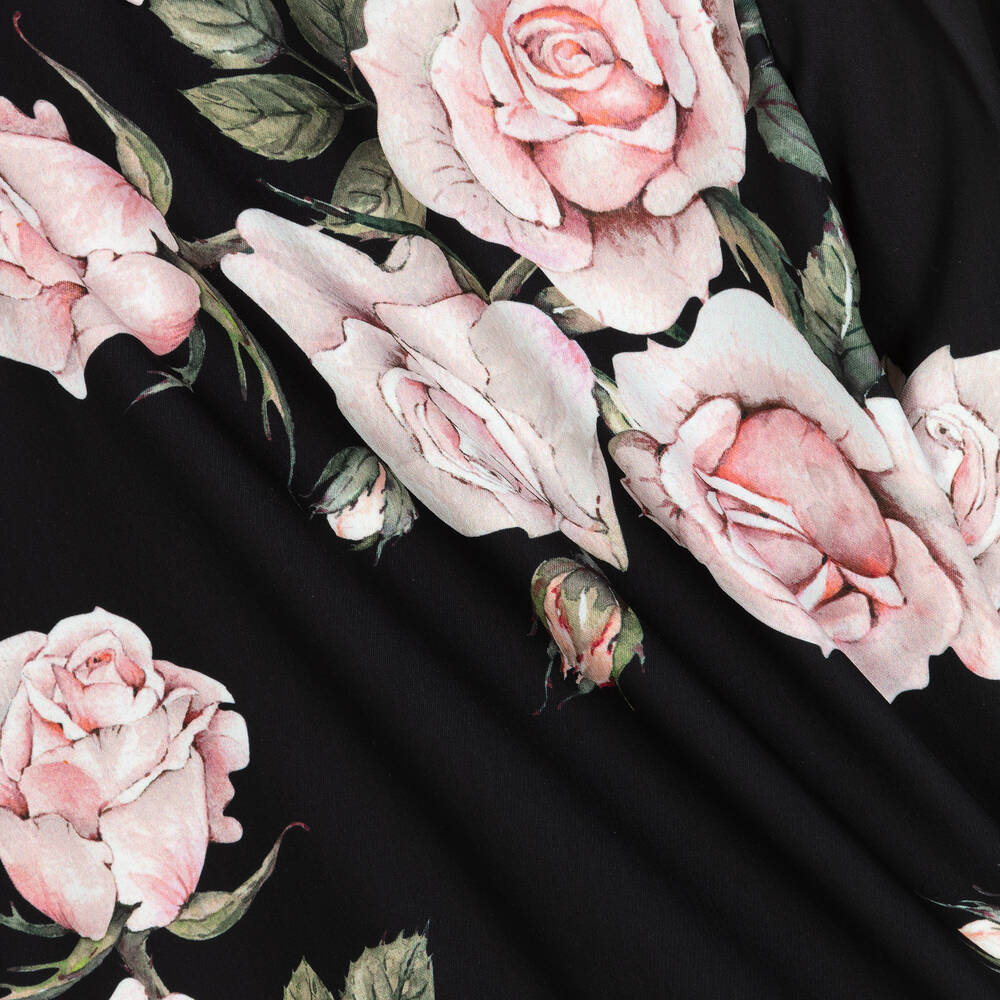 Black dress with pink roses shop