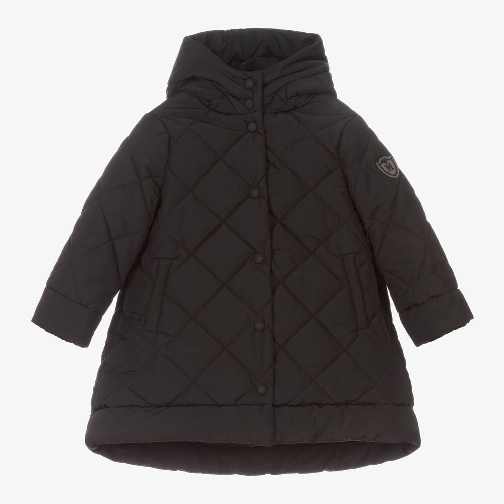 Monnalisa - Черное стеганое пальто для девочек | Childrensalon
