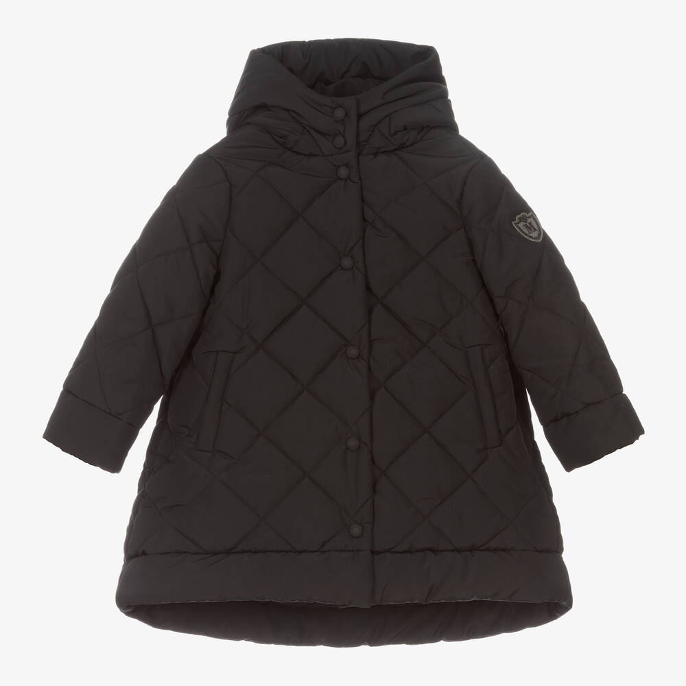 Monnalisa - Girls Black Quilted Coat | Childrensalon