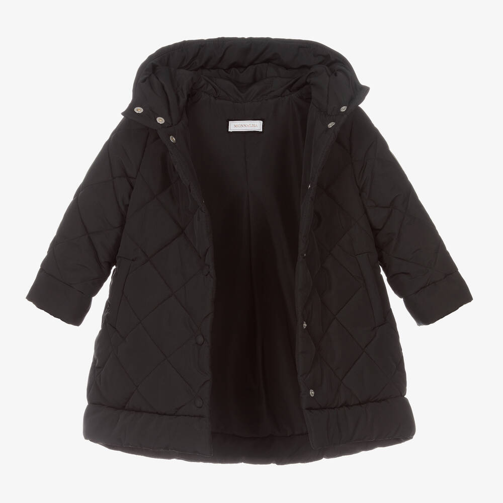 Monnalisa Girls Black Quilted Coat Childrensalon Outlet