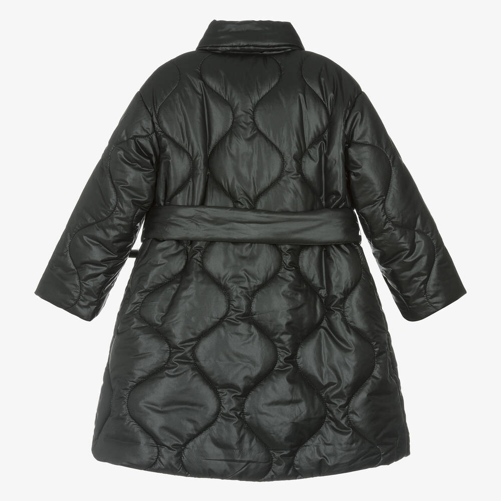 Monnalisa-Girls Black Quilted Padded Coat | Childrensalon Outlet