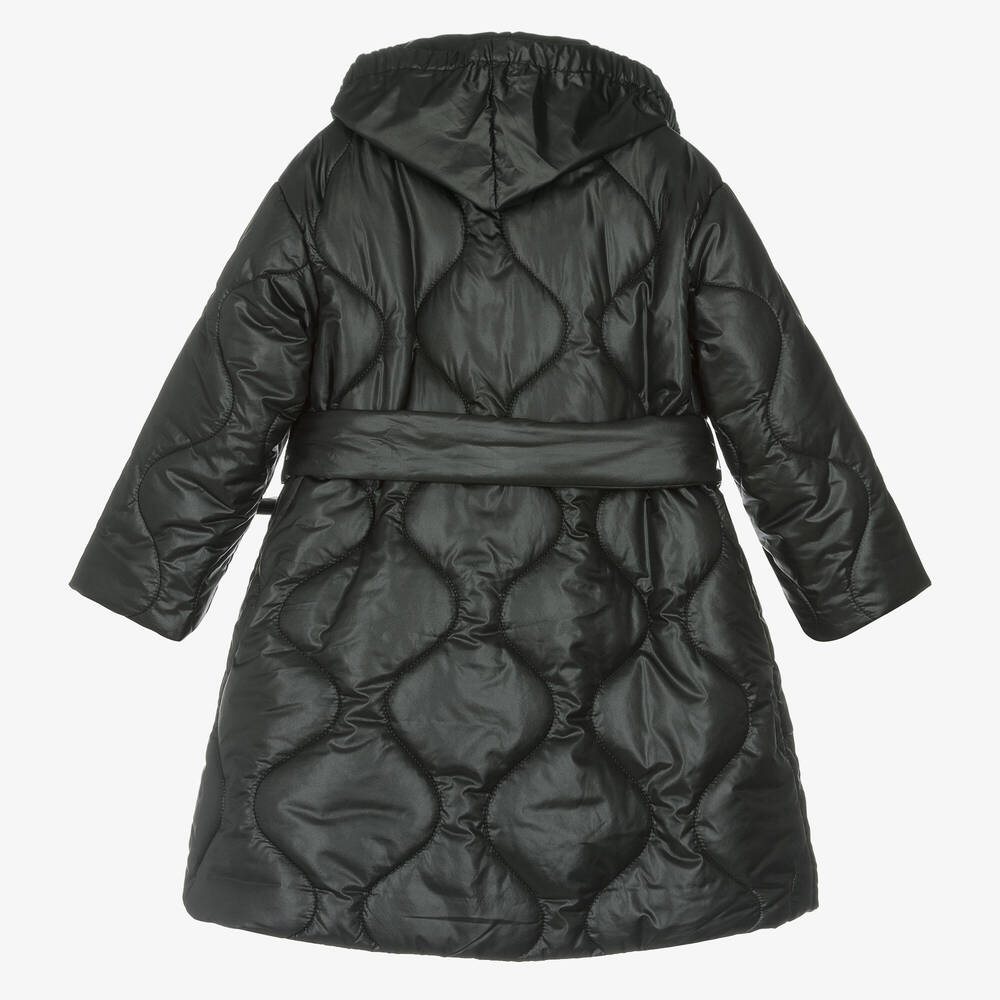 Monnalisa-Girls Black Quilted Padded Coat | Childrensalon Outlet