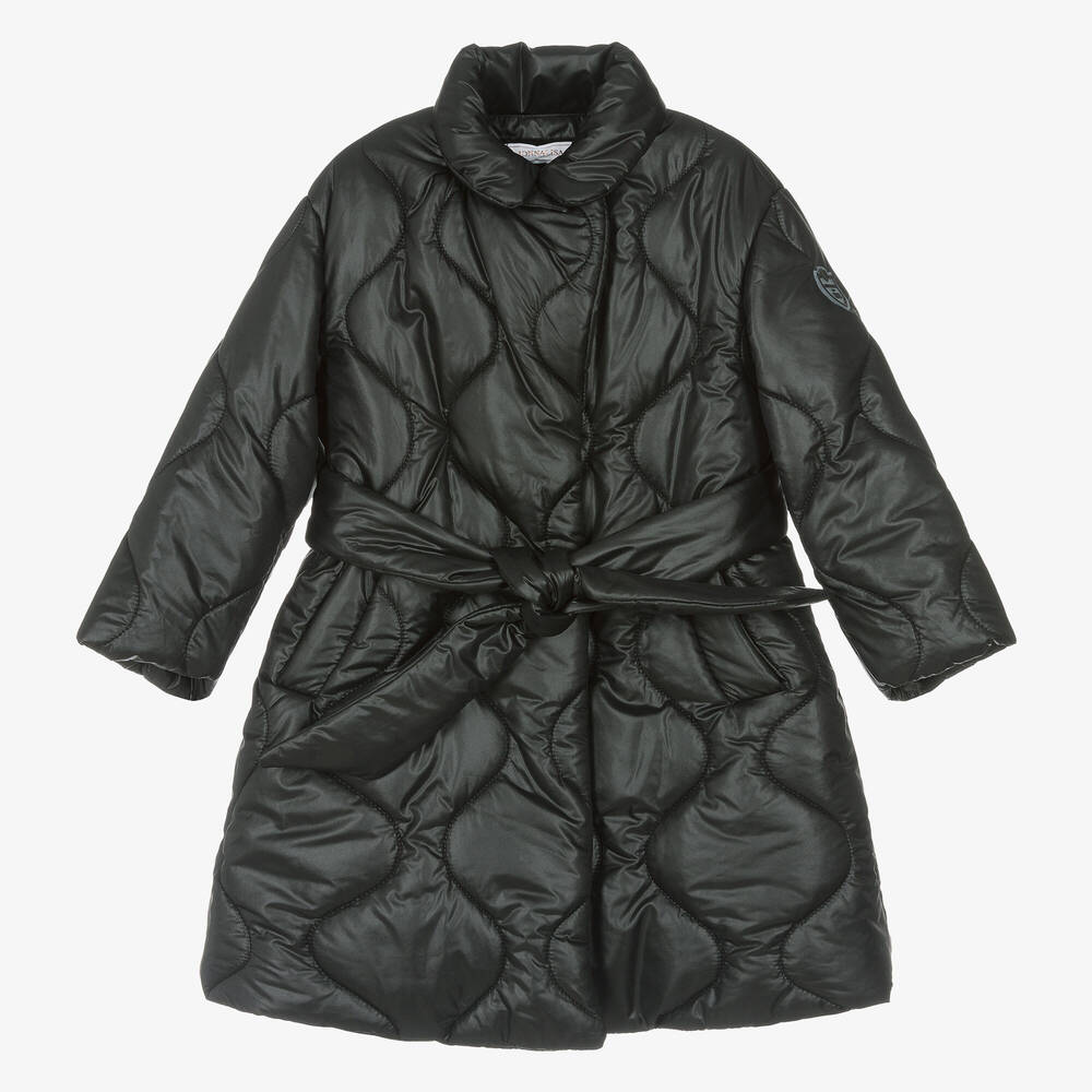 Monnalisa - Manteau noir matelassé fille | Childrensalon