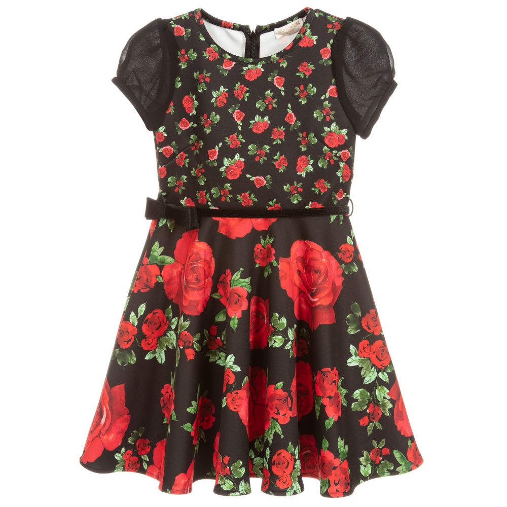 Monnalisa Chic - Girls Black & Red Jersey Dress | Childrensalon