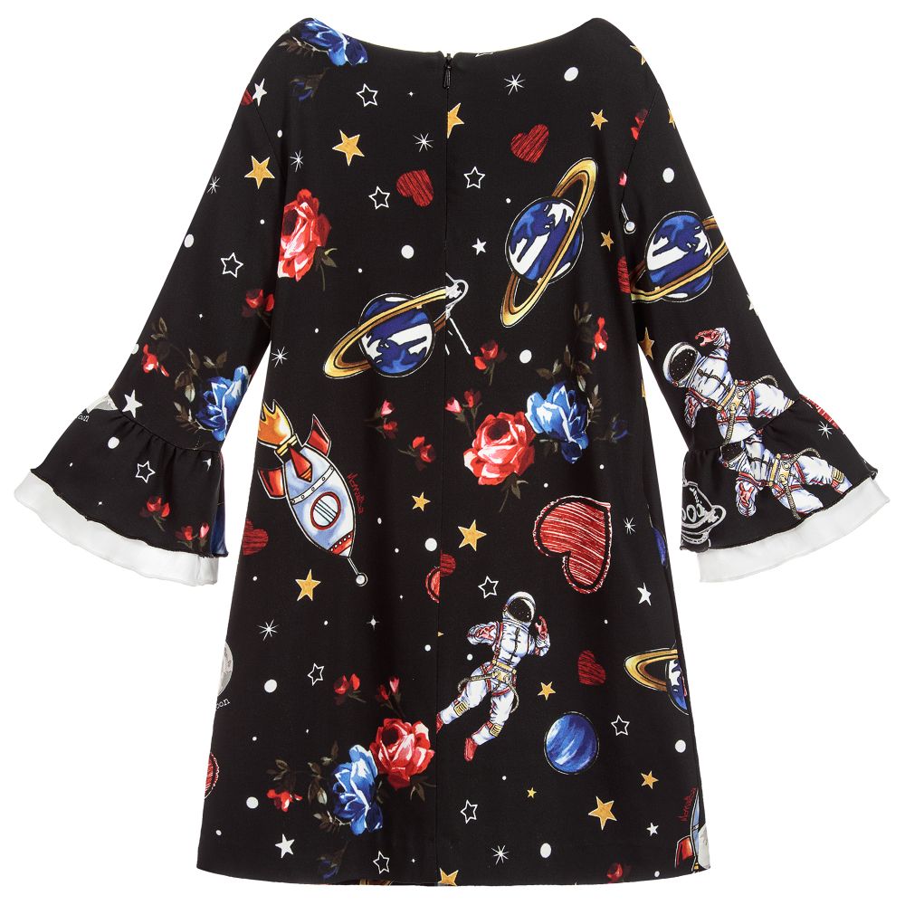 Monnalisa-Girls Black Space Dress | Childrensalon Outlet