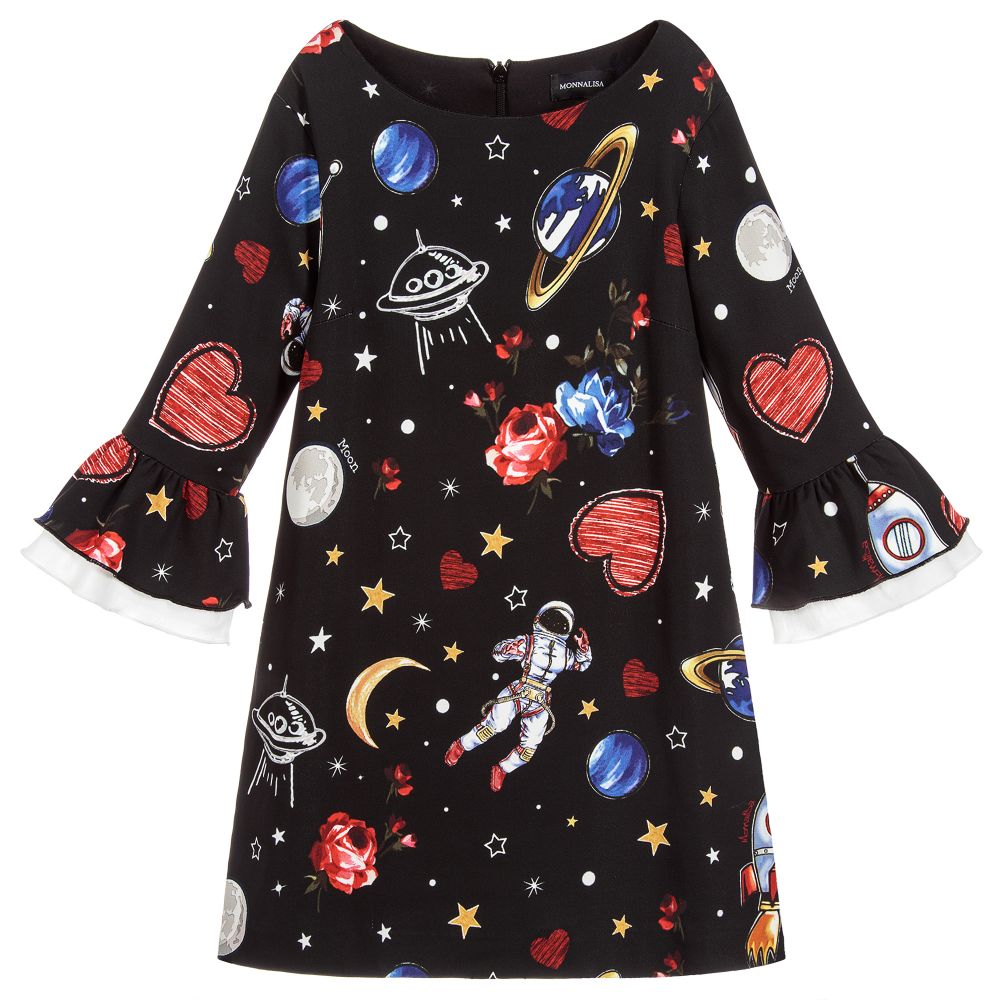 Monnalisa - Girls Black Space Dress | Childrensalon