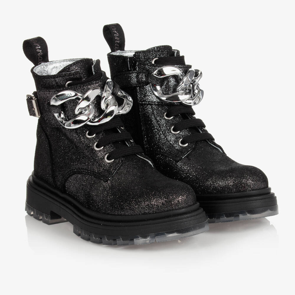 Monnalisa - Girls Black Suede Boots | Childrensalon