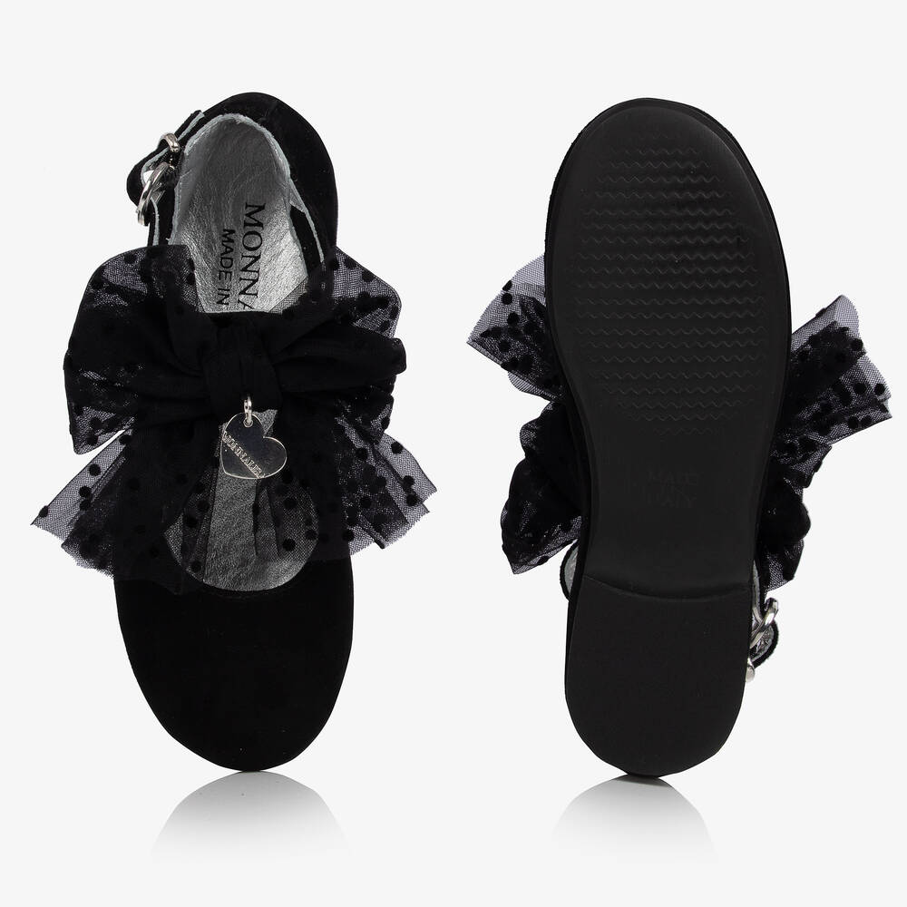 Monnalisa-بمب جلد شامواه لون أسود للبنات | Childrensalon Outlet