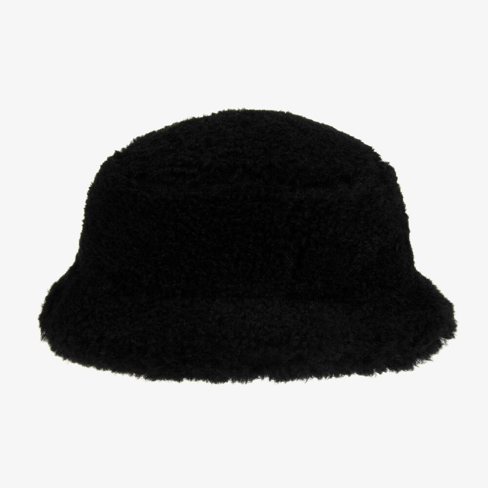 Monnalisa-Girls Black Teddy Fleece Hat | Childrensalon Outlet