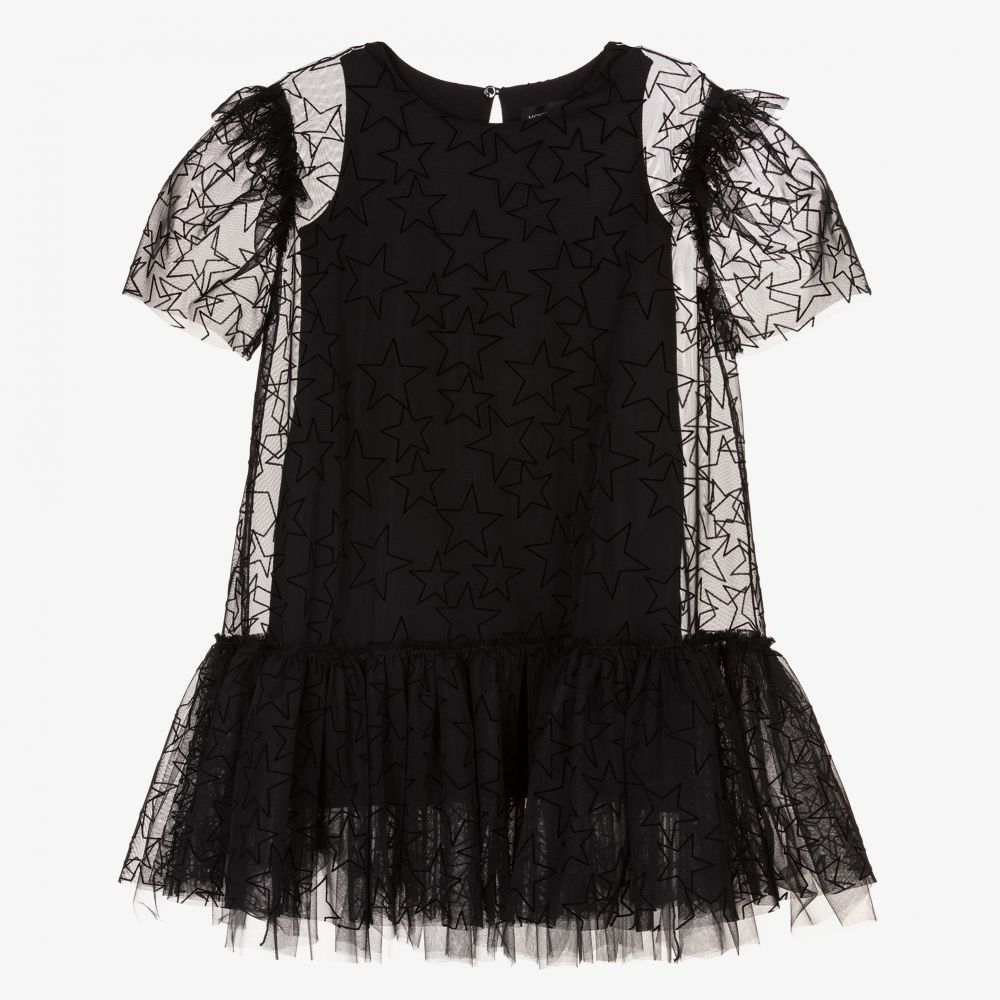 Monnalisa - Schwarzes Tüllkleid für Mädchen | Childrensalon