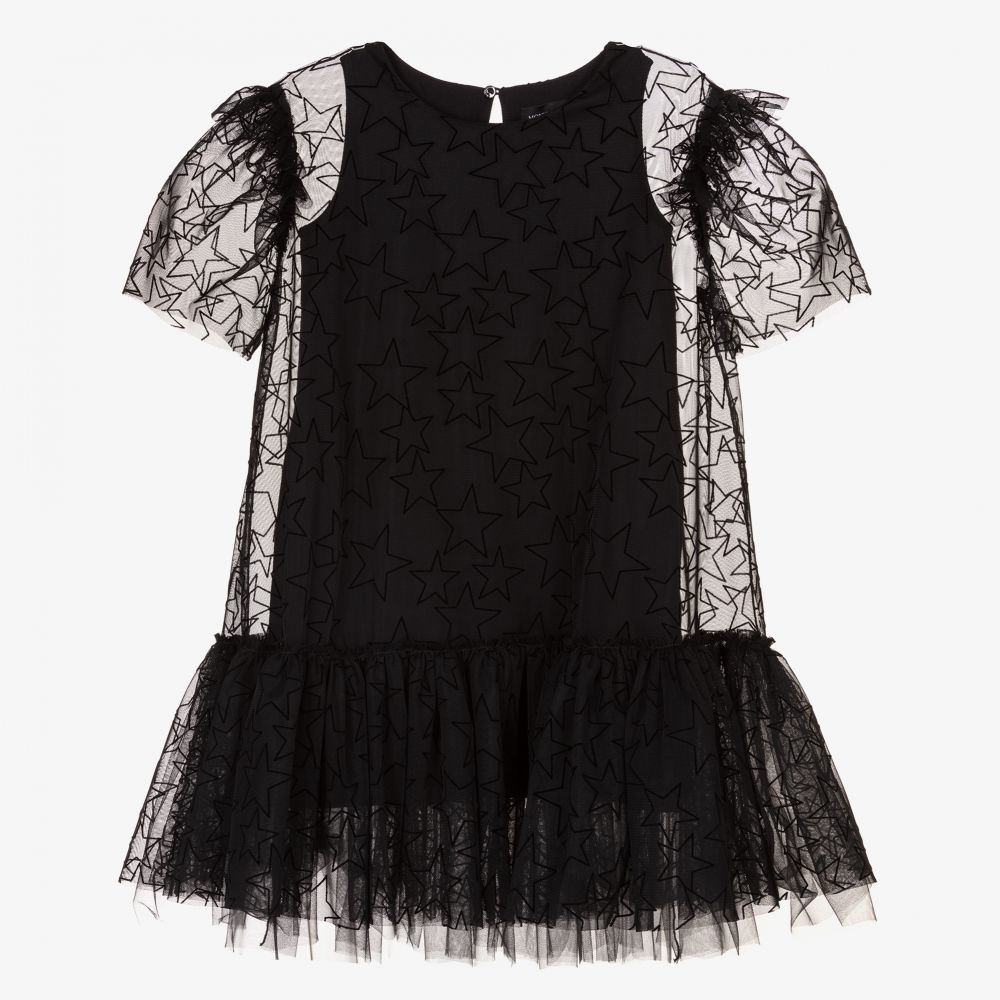 Monnalisa-Girls Black Tulle Dress | Childrensalon Outlet