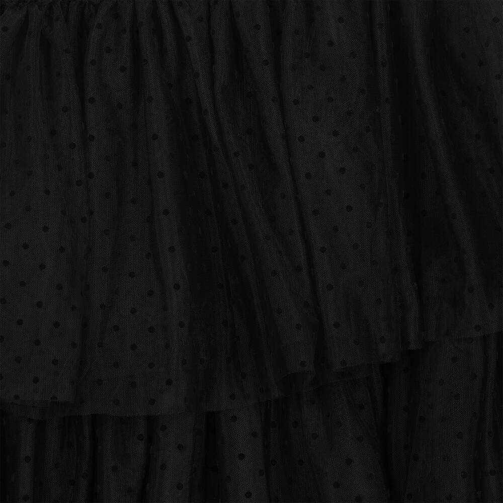 Monnalisa Шик-Черная юбка из тюля в горошек | Childrensalon Outlet