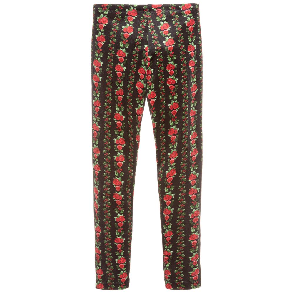 Monnalisa Chic-Girls Black Velour Leggings | Childrensalon Outlet
