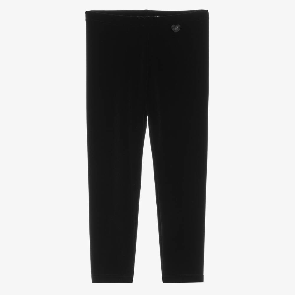 Monnalisa - Girls Black Velour Leggings | Childrensalon