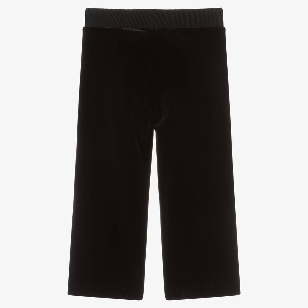 Monnalisa Chic-Girls Black Velour Trousers | Childrensalon Outlet