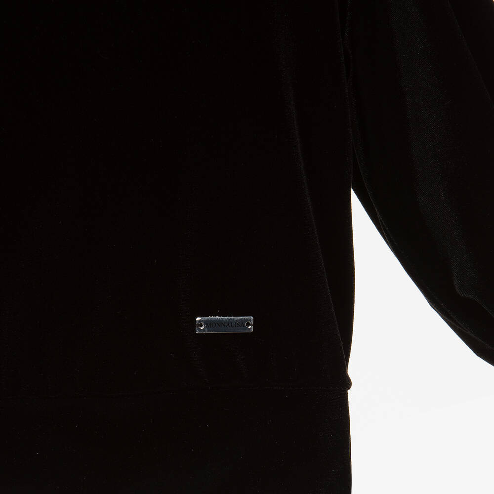 Monnalisa Chic-Girls Black Velour & Tulle Hoodie | Childrensalon Outlet