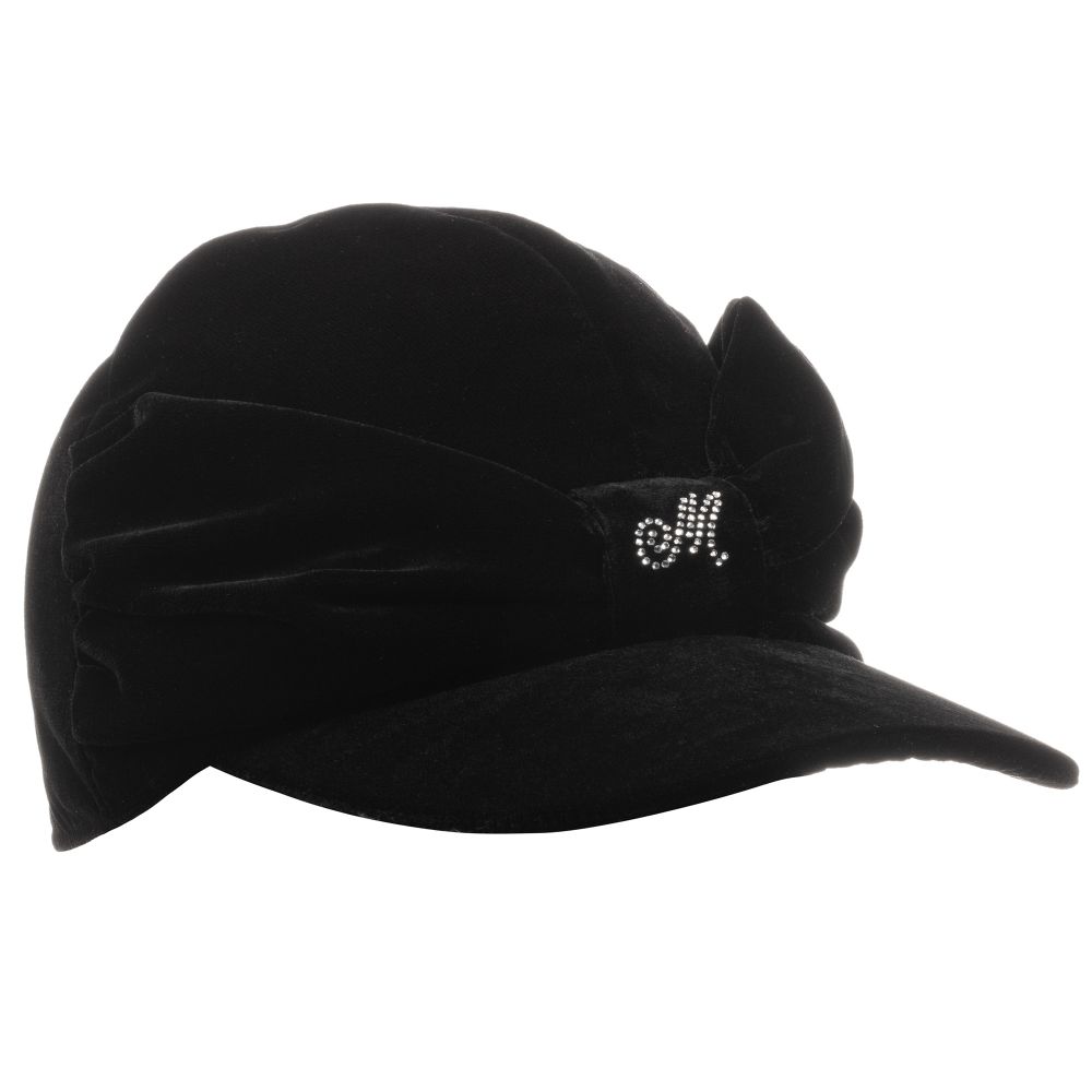 Monnalisa - Girls Black Velvet Cap | Childrensalon