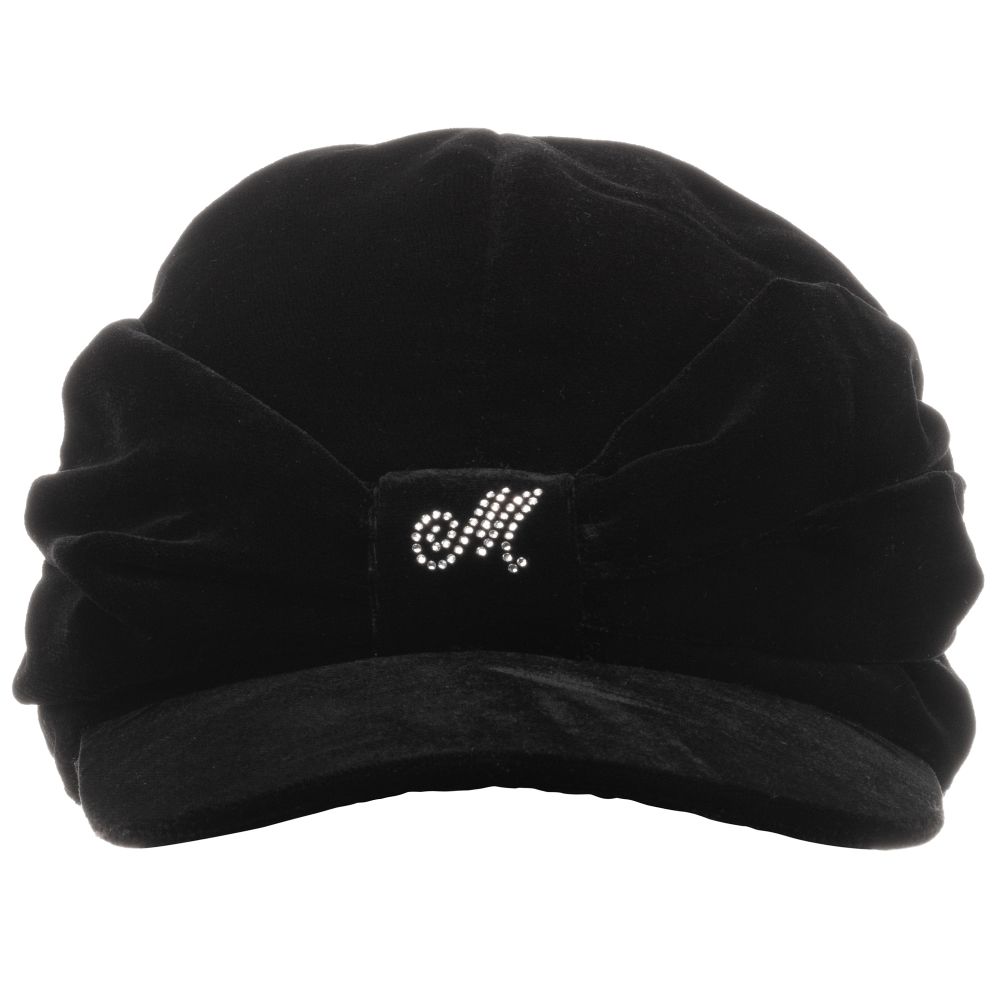 Monnalisa-Girls Black Velvet Cap | Childrensalon Outlet