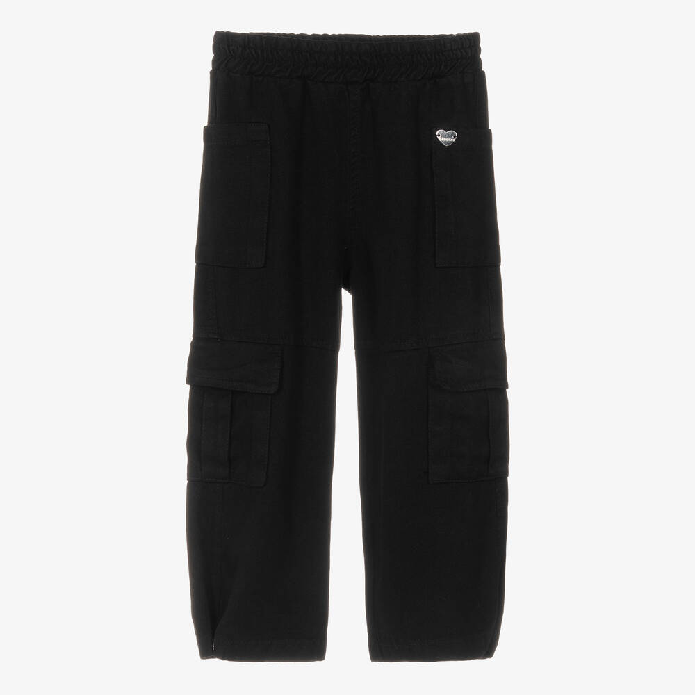 Monnalisa-بنطلون كارغو ليوسيل تويل لون أسود للبنات | Childrensalon Outlet