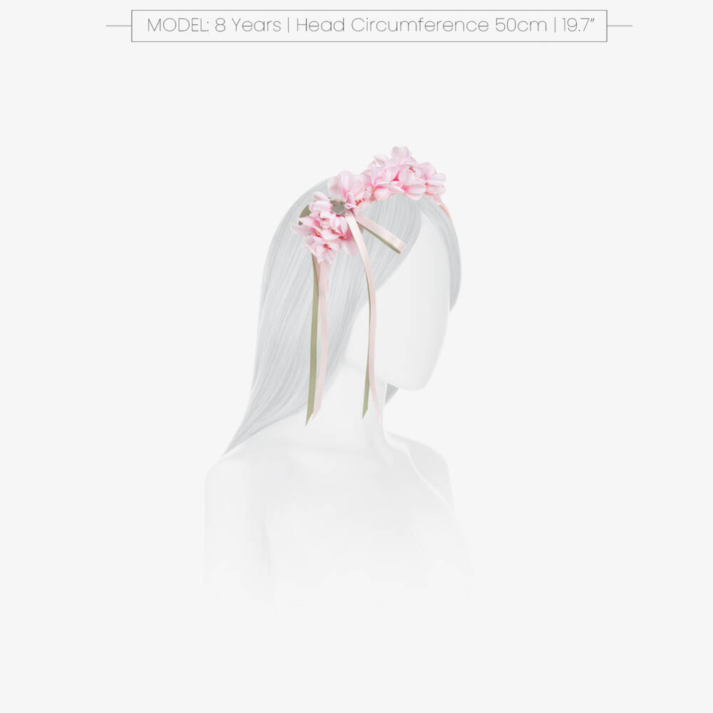 Monnalisa-Girls Blossom-Embellished Pink Headband | Childrensalon Outlet