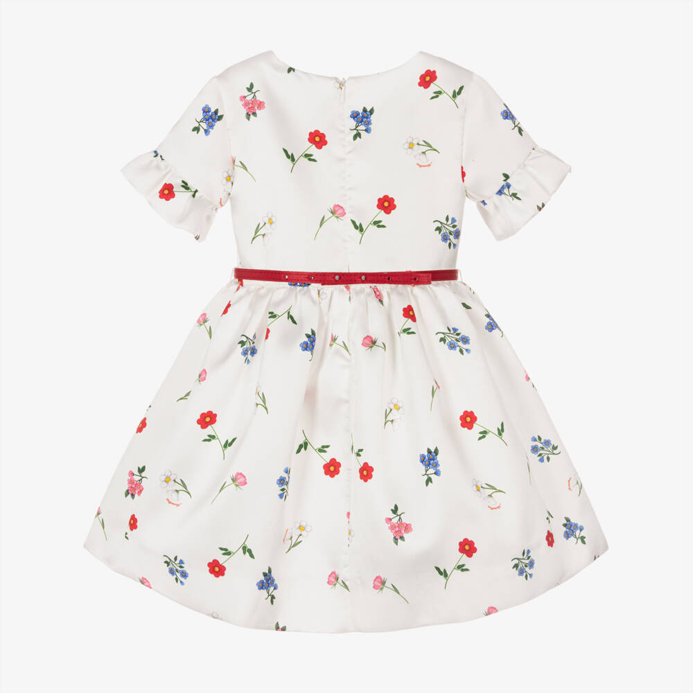 Monnalisa-Платье из атласного твила с цветочным узором для девочек | Childrensalon Outlet