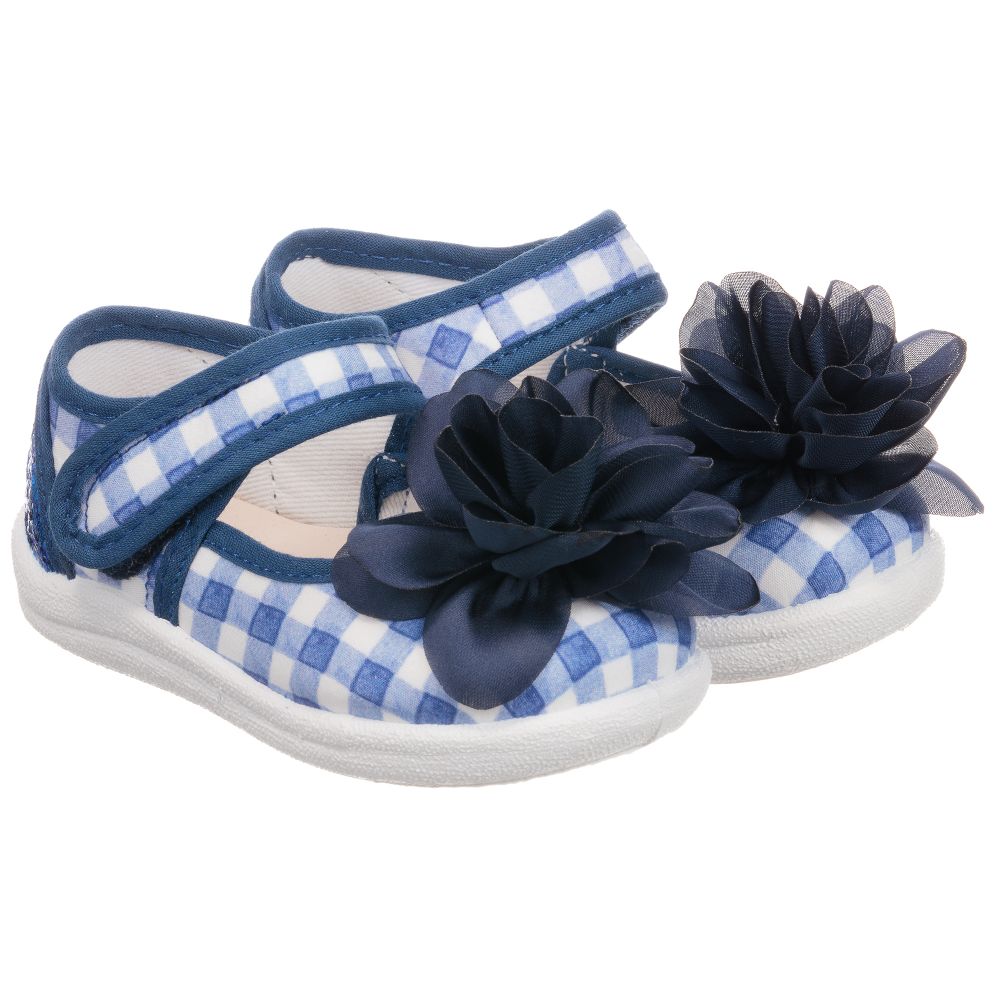 Monnalisa - Girls Blue Canvas Shoes | Childrensalon