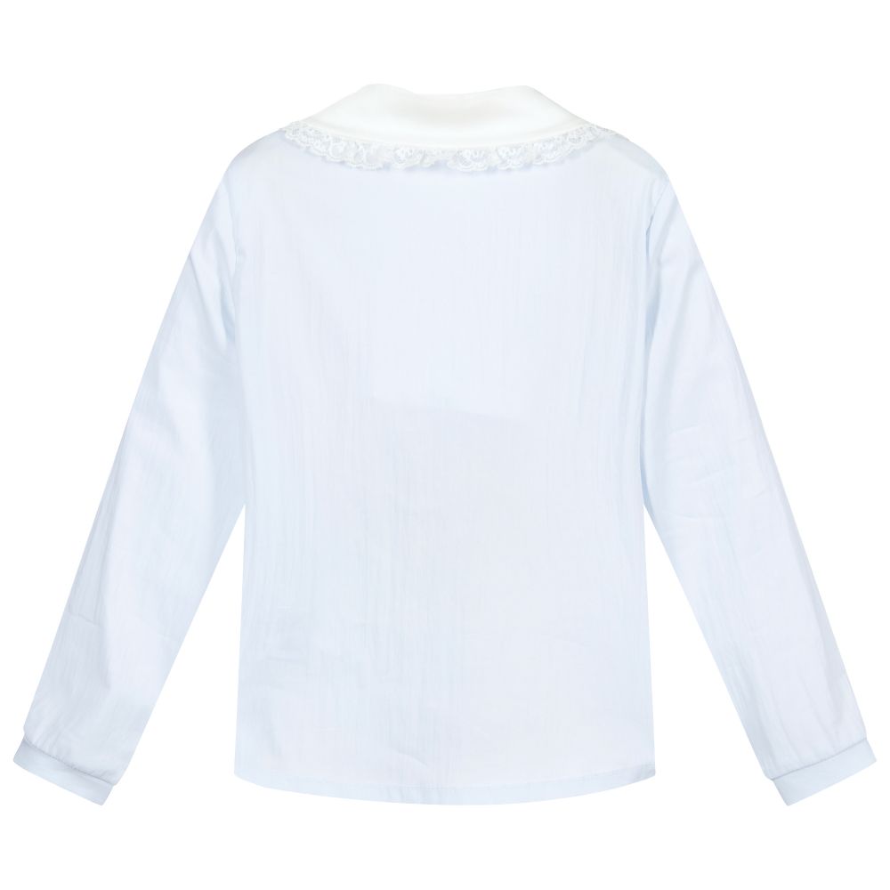 Monnalisa-Голубая блузка из хлопка для девочек | Childrensalon Outlet