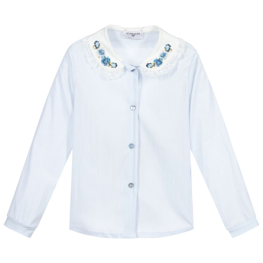 Monnalisa - Chemisier bleu en coton Fille | Childrensalon