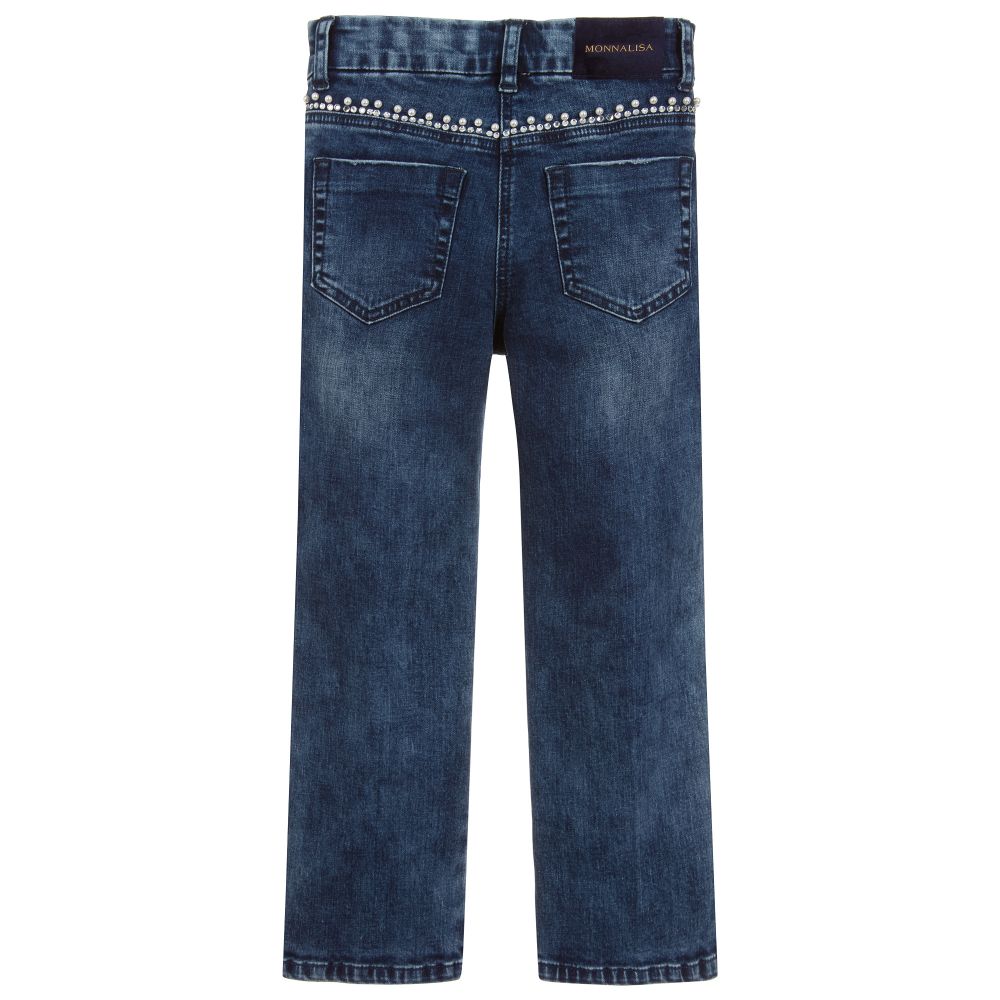 Monnalisa Chic-جينز قطن دنيم لون أزرق للبنات | Childrensalon Outlet
