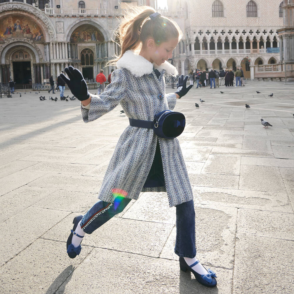 Monnalisa Chic-جينز قطن دنيم لون أزرق للبنات | Childrensalon Outlet