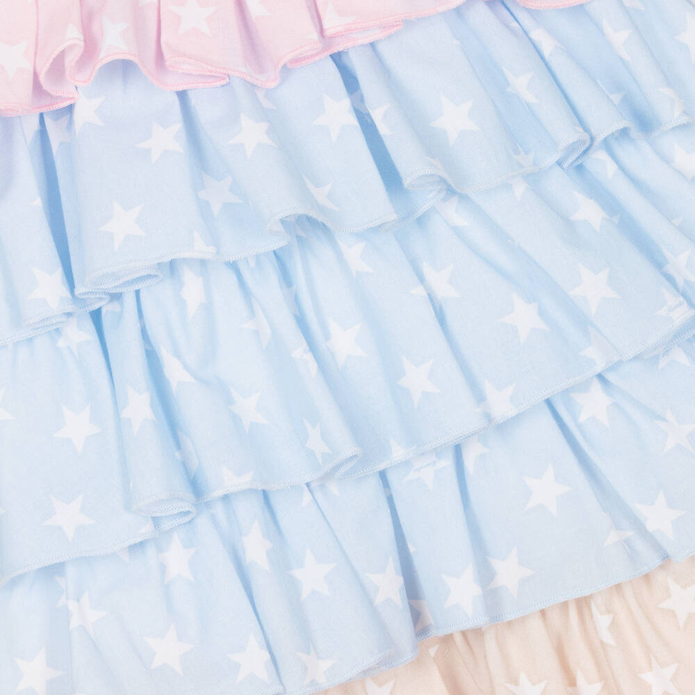 Monnalisa-Girls Blue Cotton Frilled Dress | Childrensalon Outlet