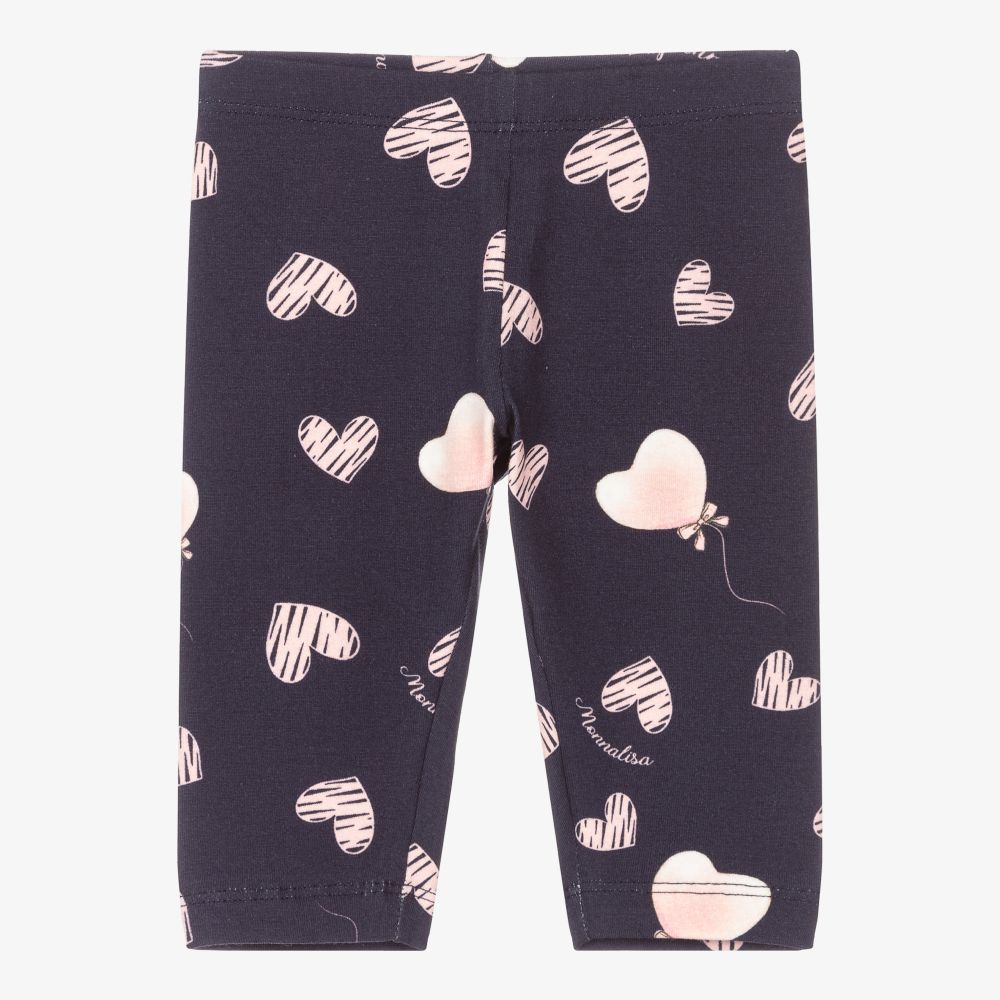 Monnalisa-Girls Blue Cotton Leggings  | Childrensalon Outlet