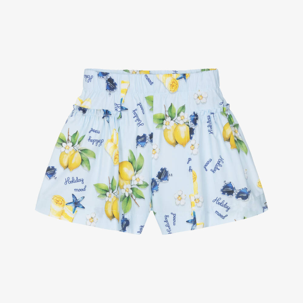 Monnalisa-Синие шорты с лимонами для девочек | Childrensalon Outlet