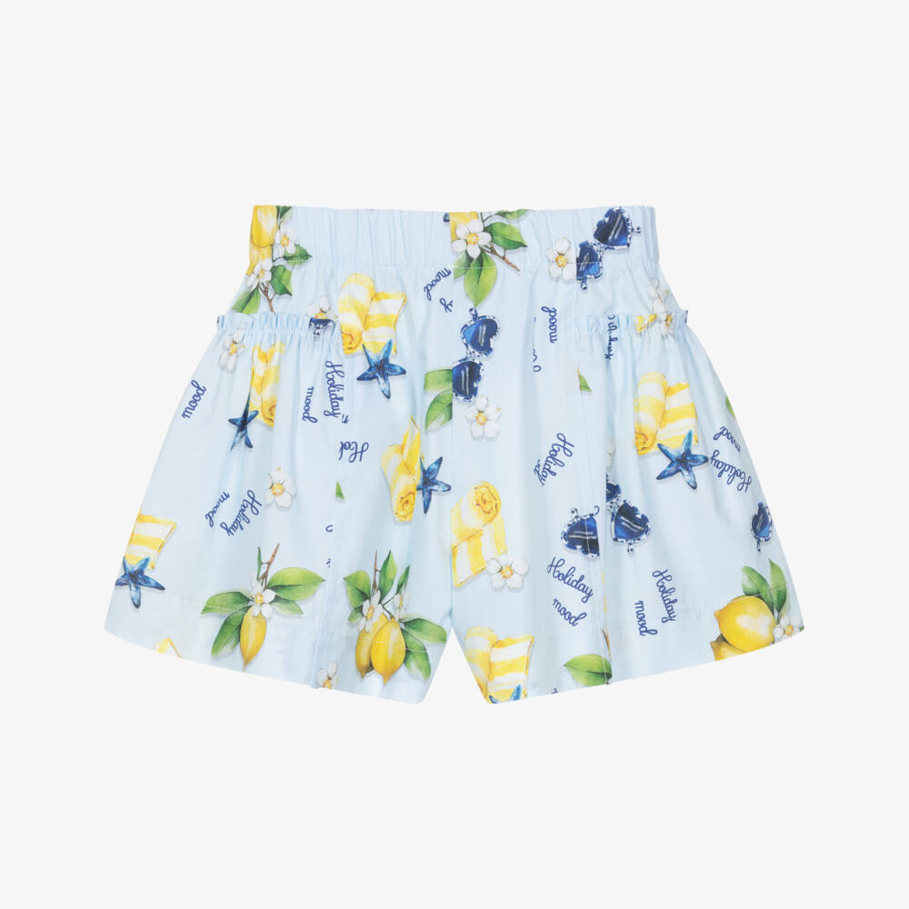 Monnalisa-Синие шорты с лимонами для девочек | Childrensalon Outlet