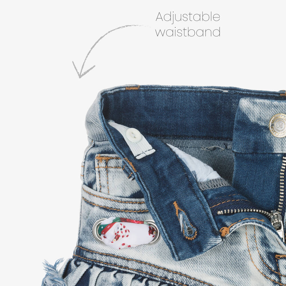 Monnalisa-Girls Blue Denim Bow Shorts | Childrensalon Outlet
