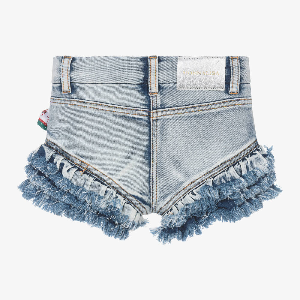 Monnalisa-Girls Blue Denim Bow Shorts | Childrensalon Outlet