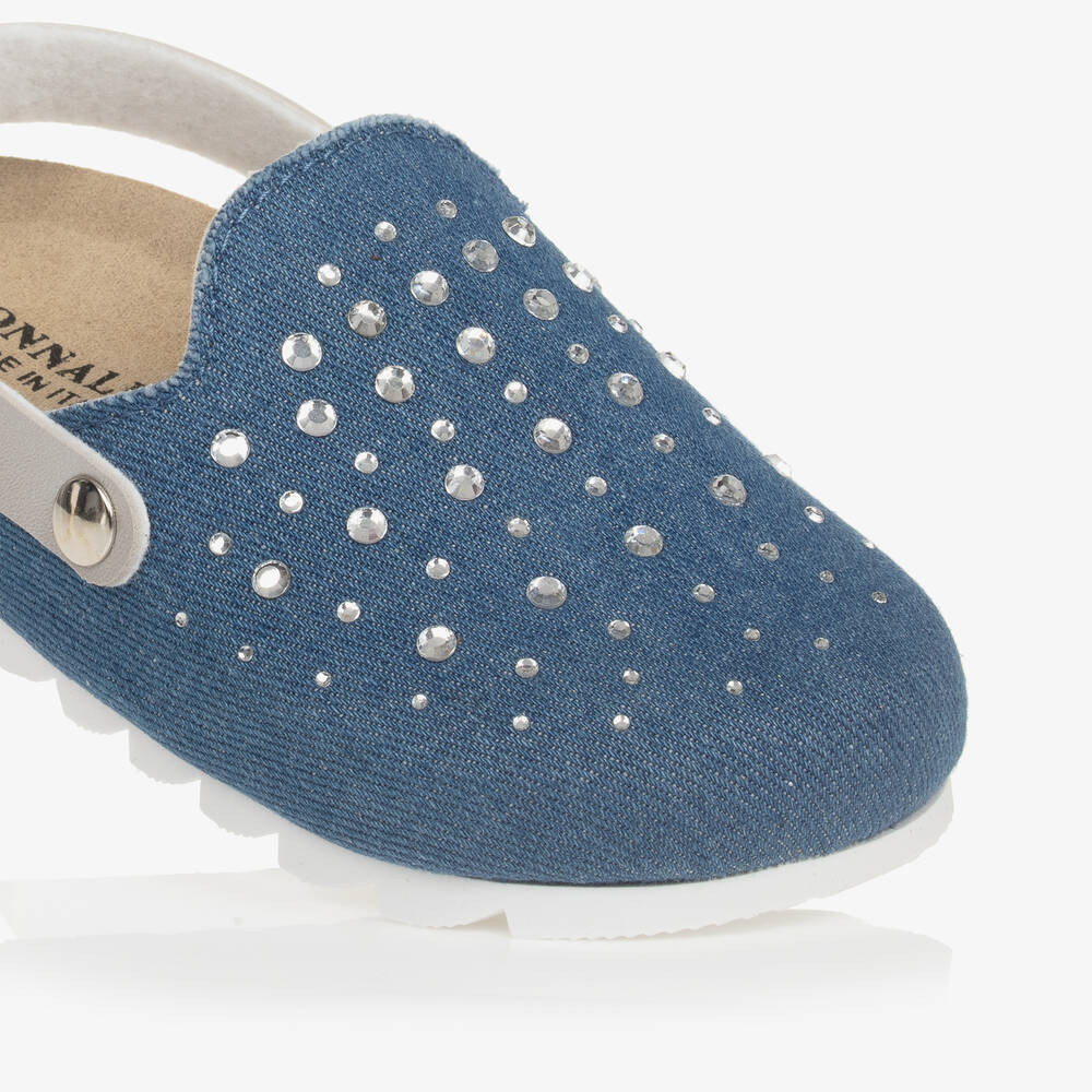 Monnalisa-Girls Blue Denim & Diamanté Sandals | Childrensalon Outlet