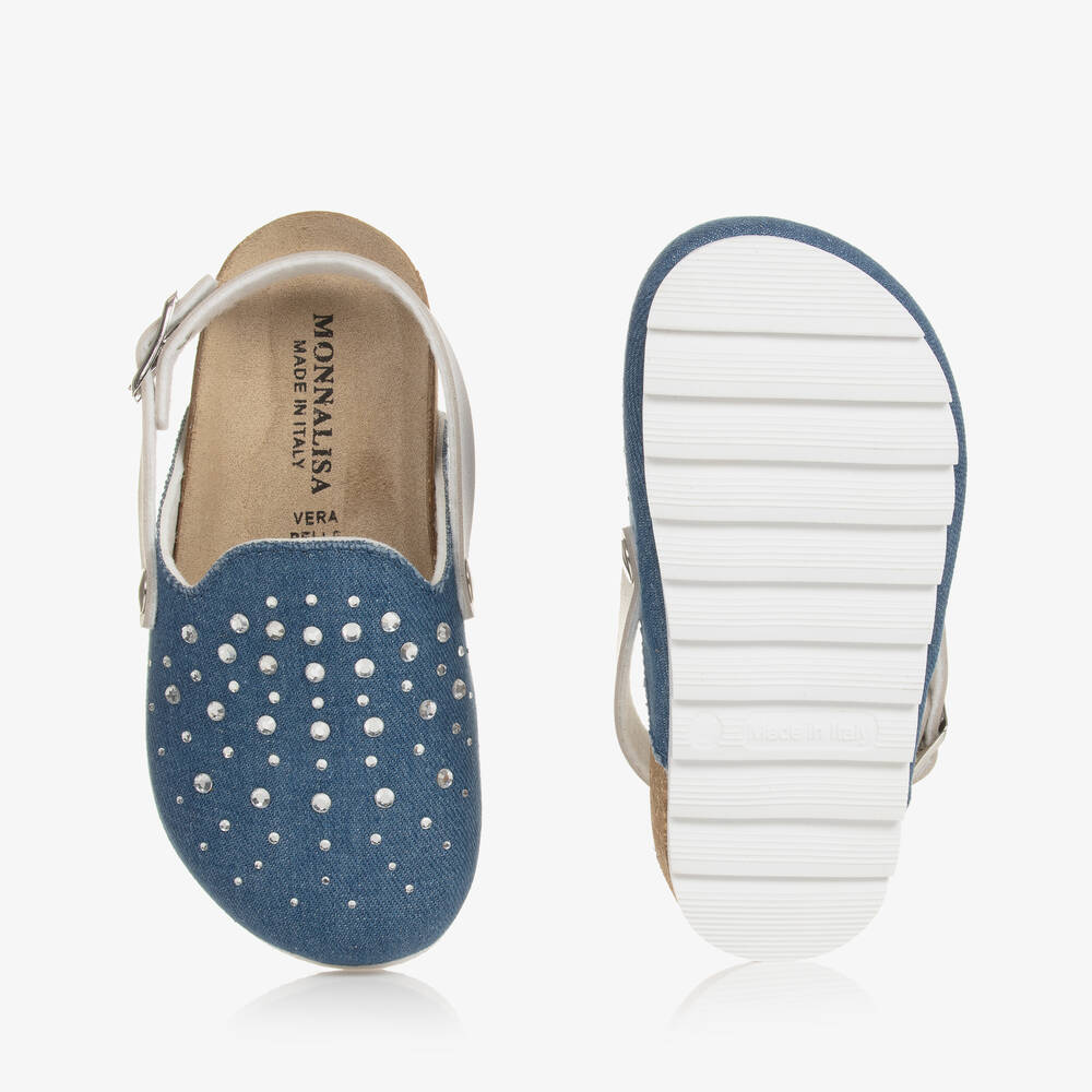Monnalisa-Girls Blue Denim & Diamanté Sandals | Childrensalon Outlet