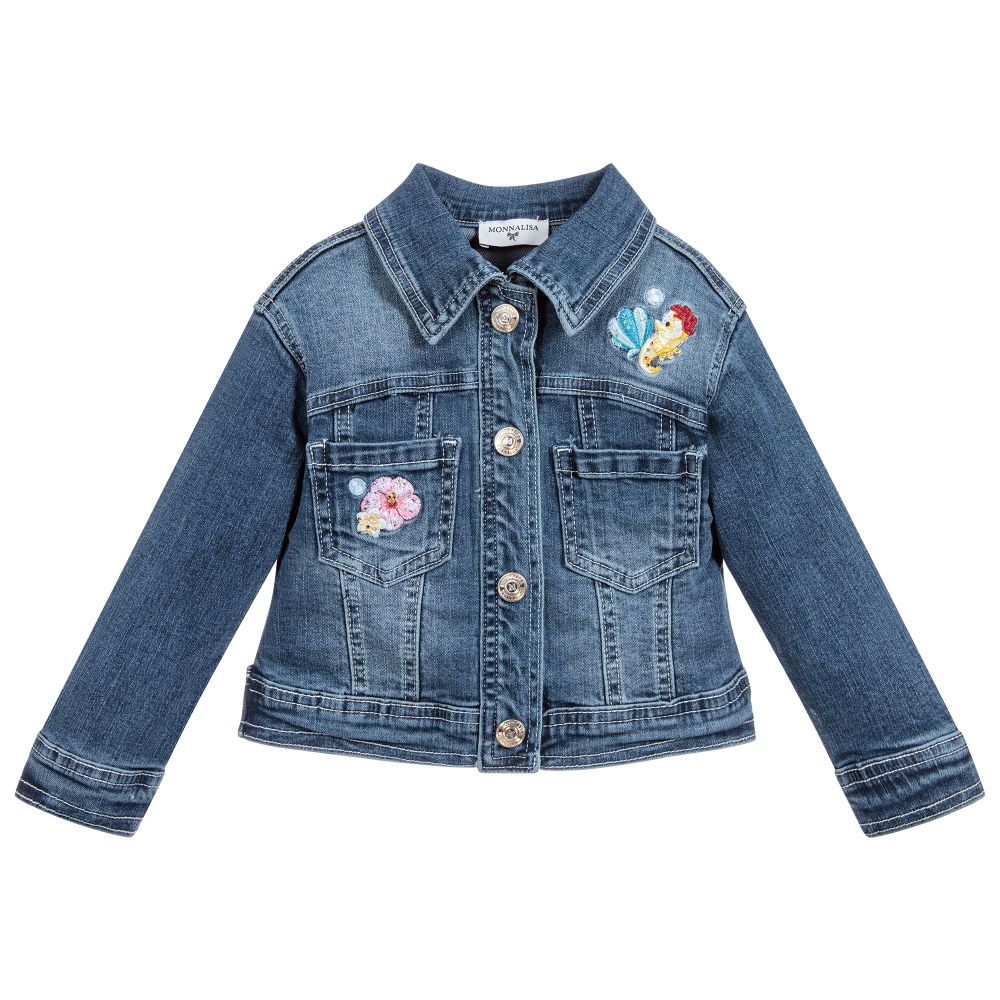 Monnalisa - Girls Blue Denim Disney Jacket | Childrensalon
